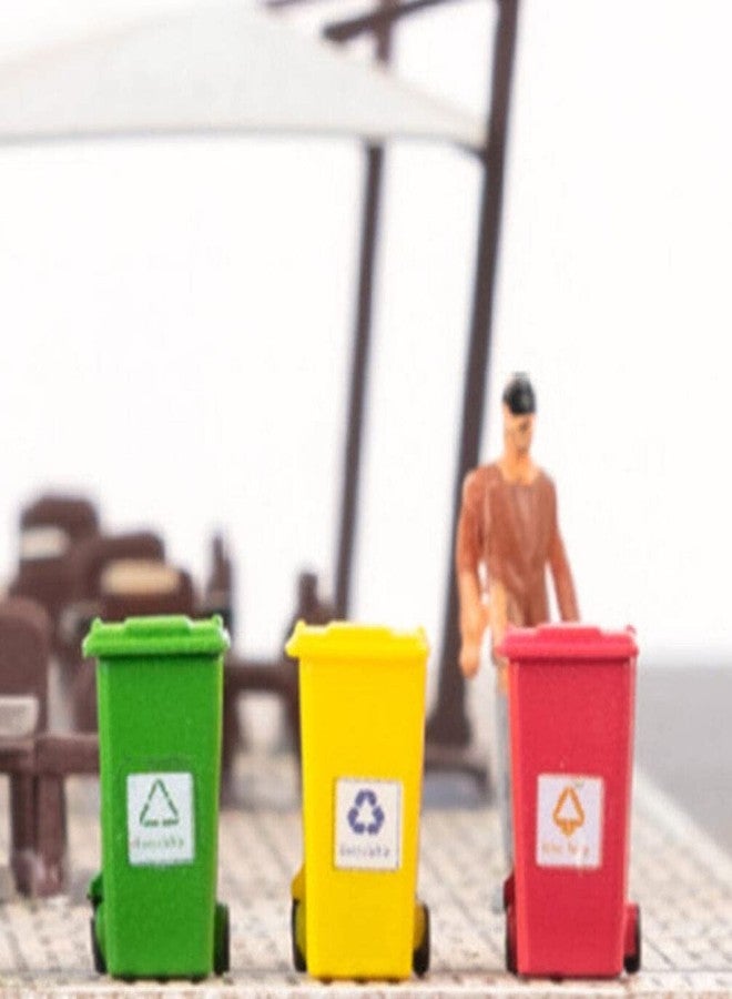 SHINEOFI Miniature Garbage Cans Mini Trash Can Toys with Opened Lids Simulation Curbside Waste Bin Model for Kids Toys Mini Recycle Bin Dollhouse Decor 1: 87 Scale - Image 5
